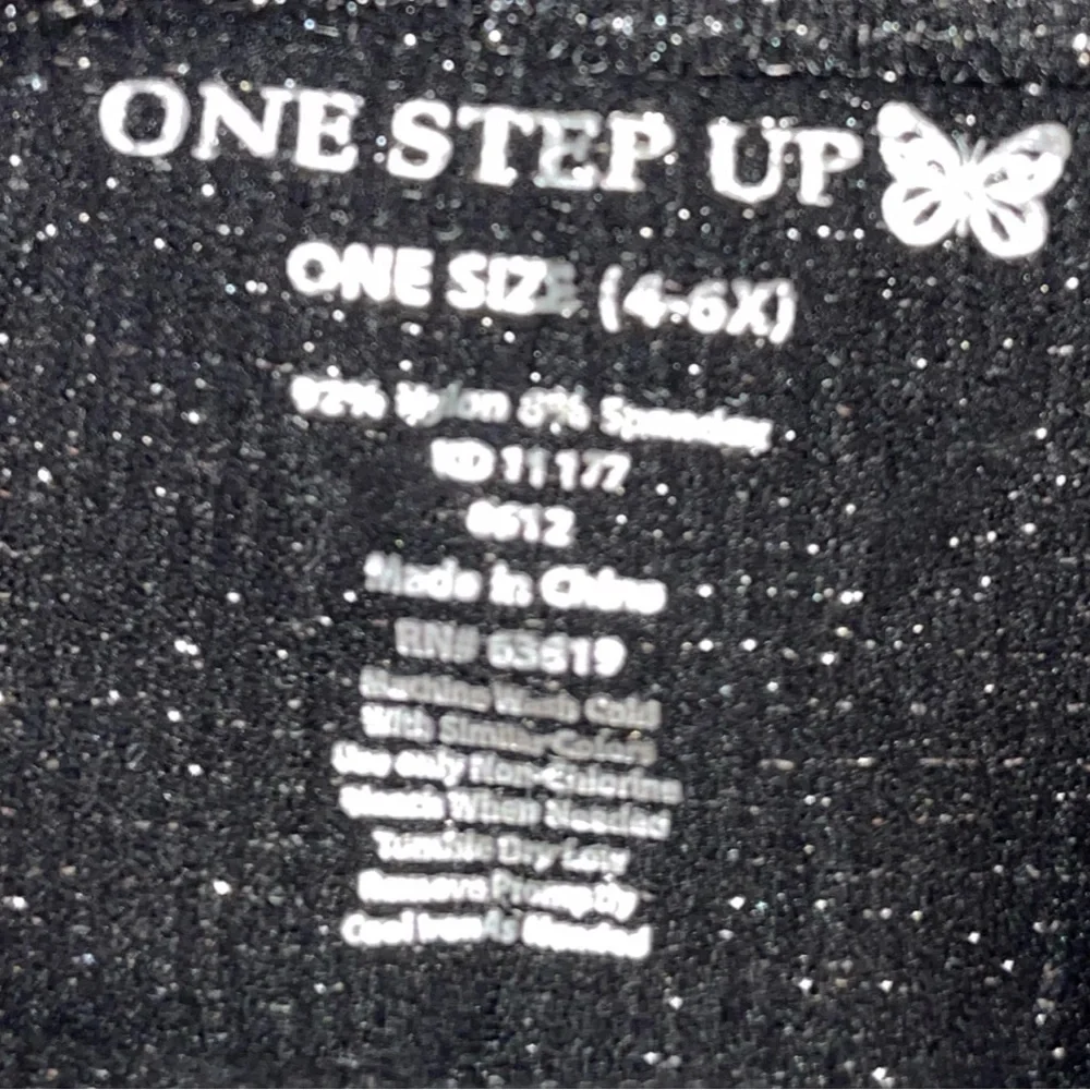 ONE STEP UP Girl's Black Sparkly Leggings One Size 4-6X